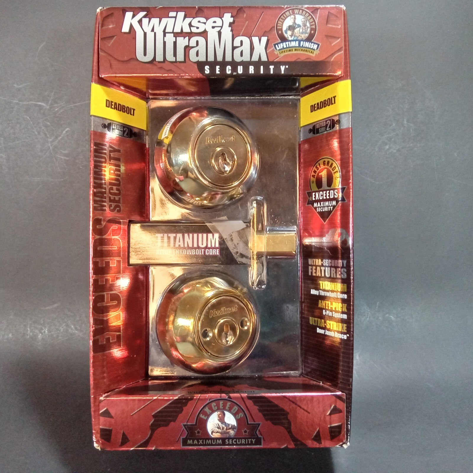 Kwikset UltraMax Security Titanium Deadbolt Gold Polished Finish New in Package