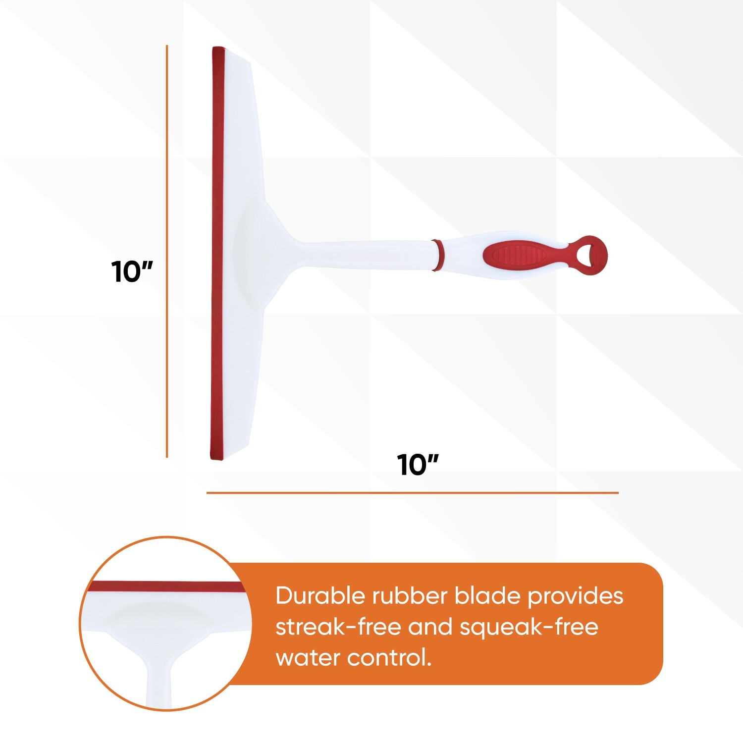 Superio 10" & 6" Window Rubber Squeegee with Hanging Loop, 2 pack Red
