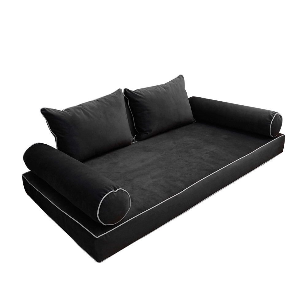 COVER ONLY Model V4 Twin Velvet Contrast Indoor Daybed Mattress Cushion  AD350