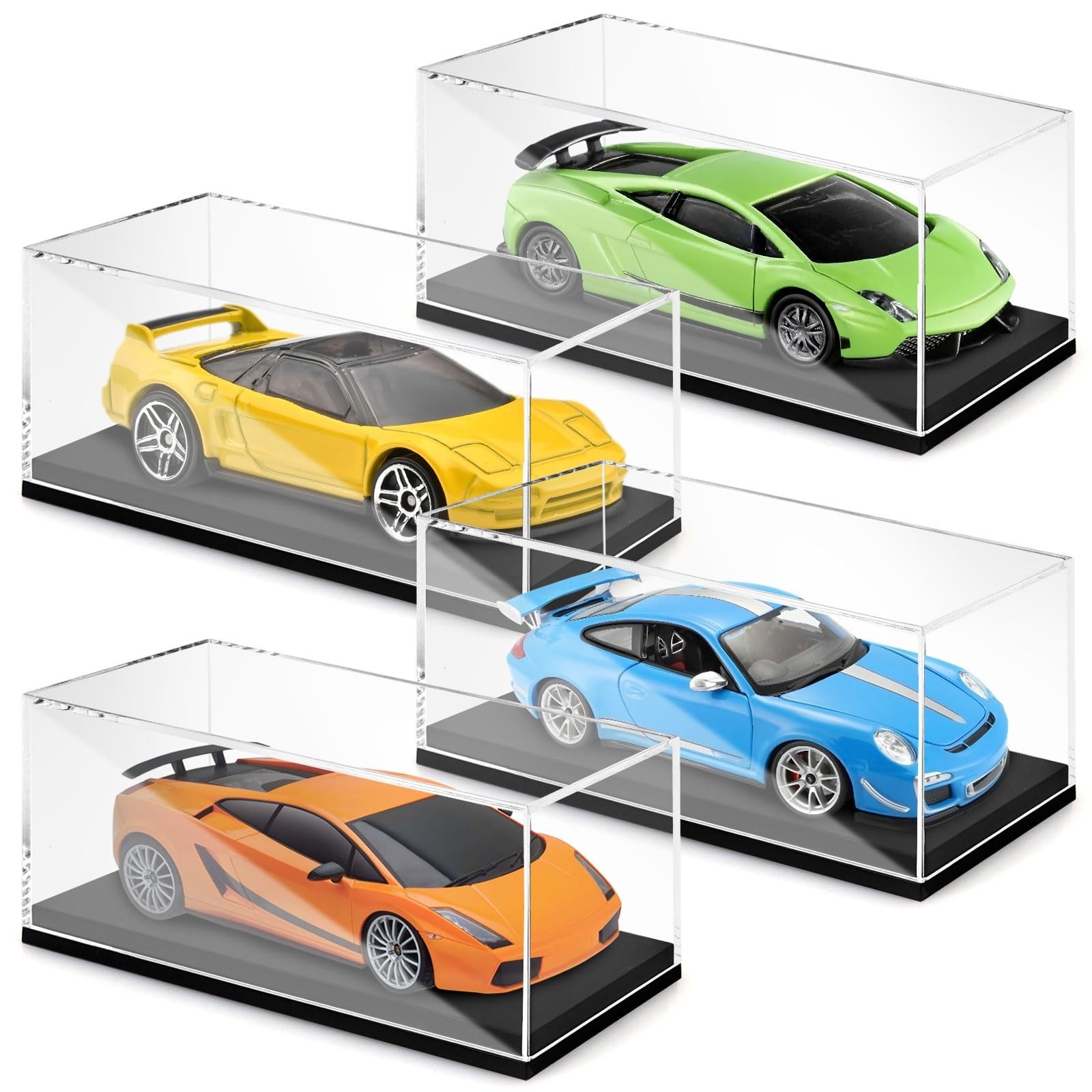 4 PCS Acrylic Model Cars Display Case 1/64 Display Case Small Diecast Toy Car...