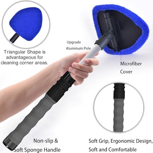 Windshield Cleaning Tool, Car Window Cleaner Windshield Cleaner with 4 Blue