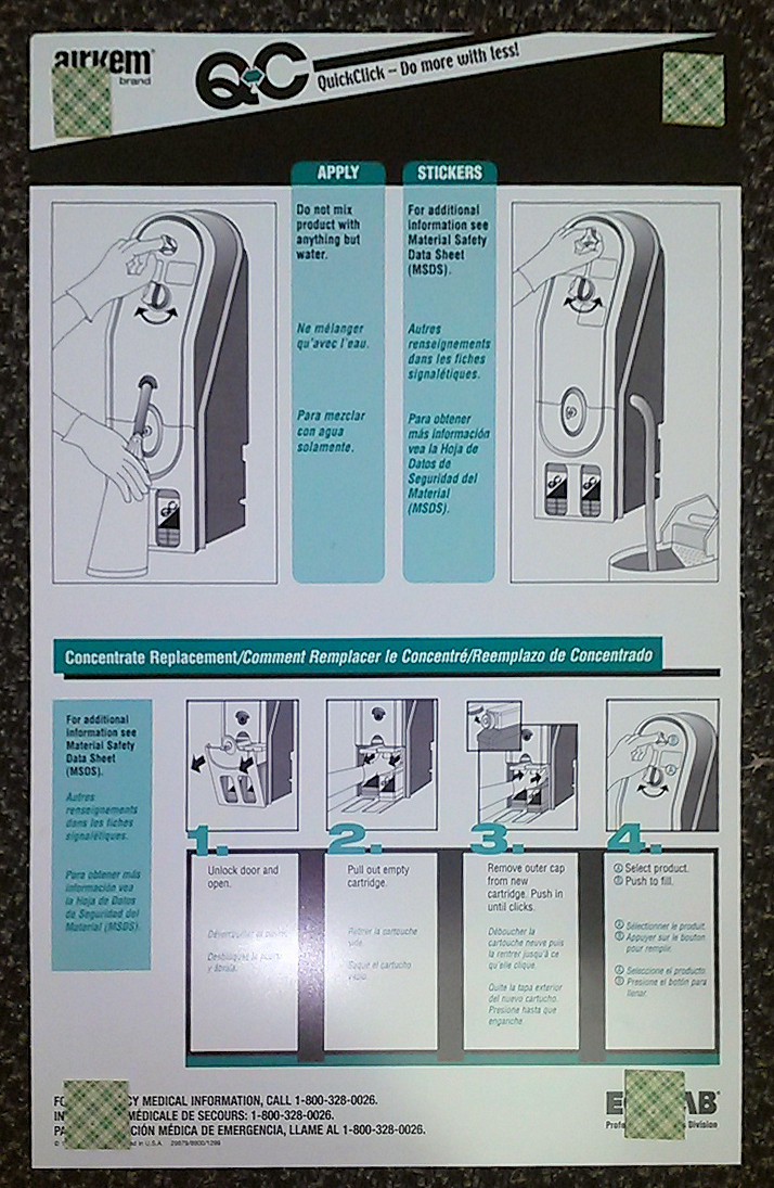 ECOLAB ULTRA CONCENTRATE DISPENSING SYSTEM QC CENTRAL SUPPLY, 9202-2028 QC C0VID
