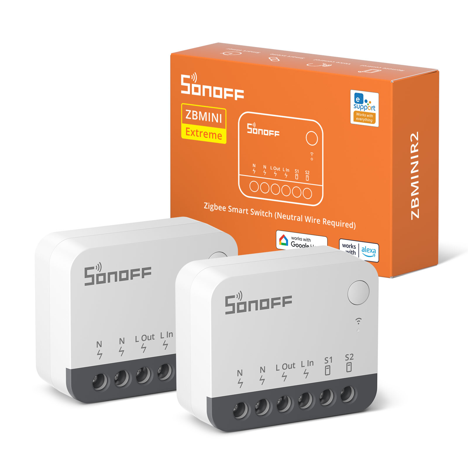 SONOFF ZBMINIR2 MINI Zigbee Smart Light Switch Module Neutral Wire Required 2PCS