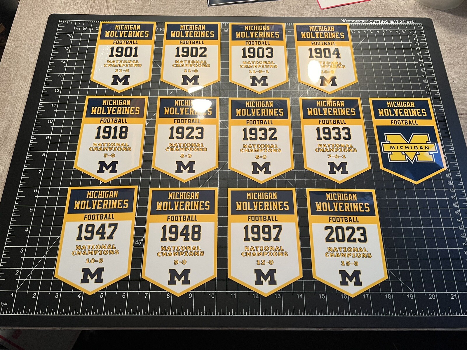 3 sizes - Michigan Wolverines Football NCAA Championship Decal Banners 2023