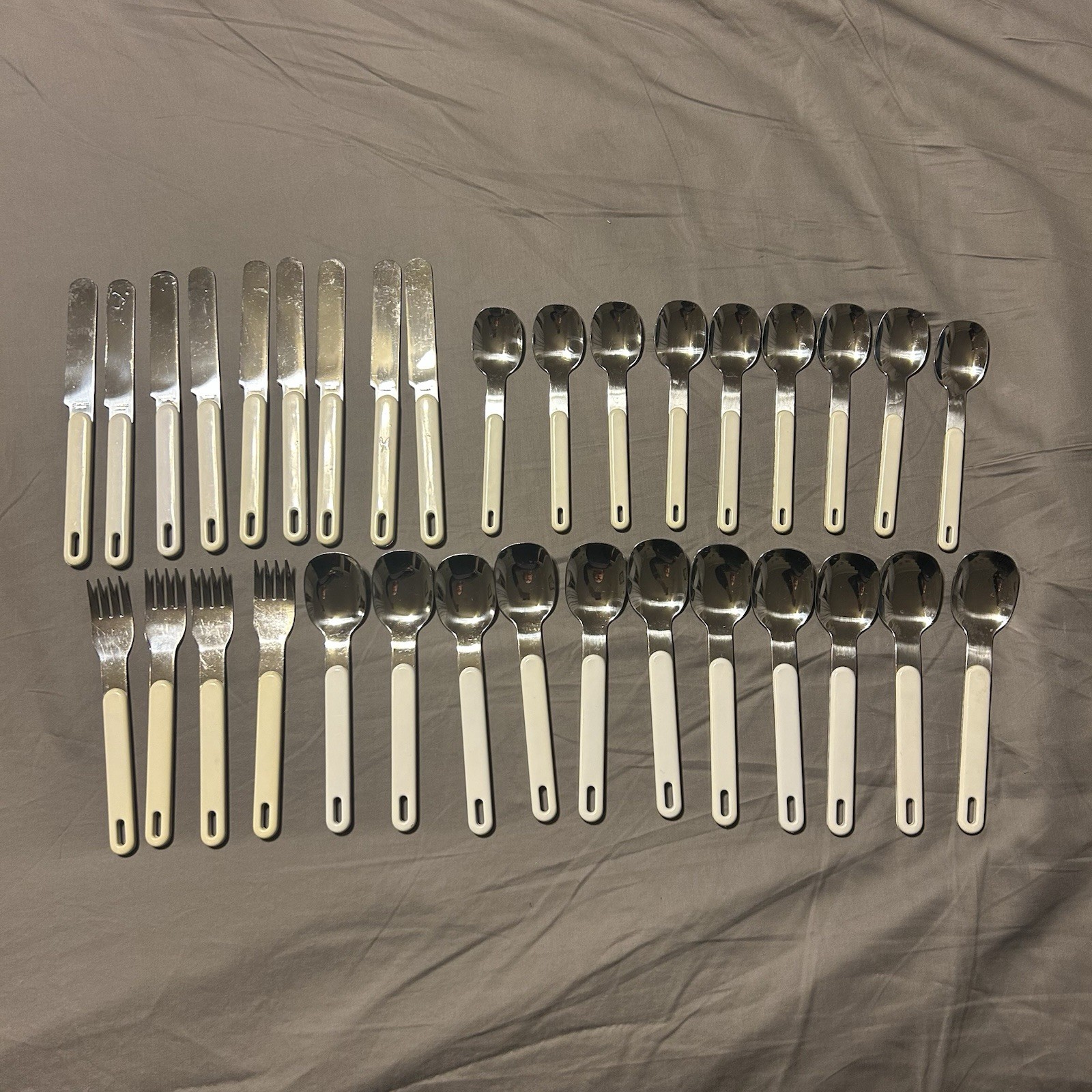 Vintage MCM 33 pc Lot Stainless Steel Flatware Knives Forks Spoons Taiwan