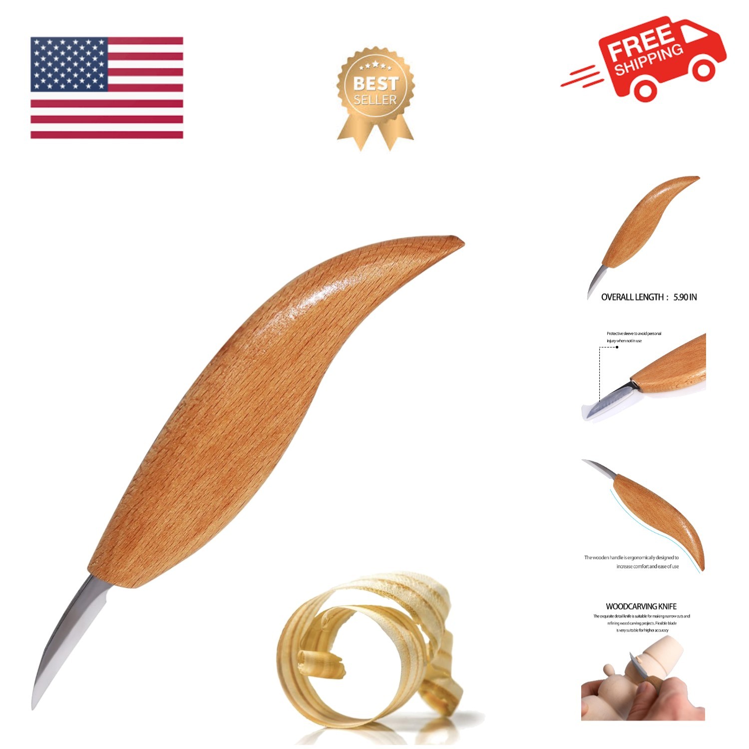 Wood Carving Detail Knife, Chip Carving Knife for Beginners Hobbies Whittling...