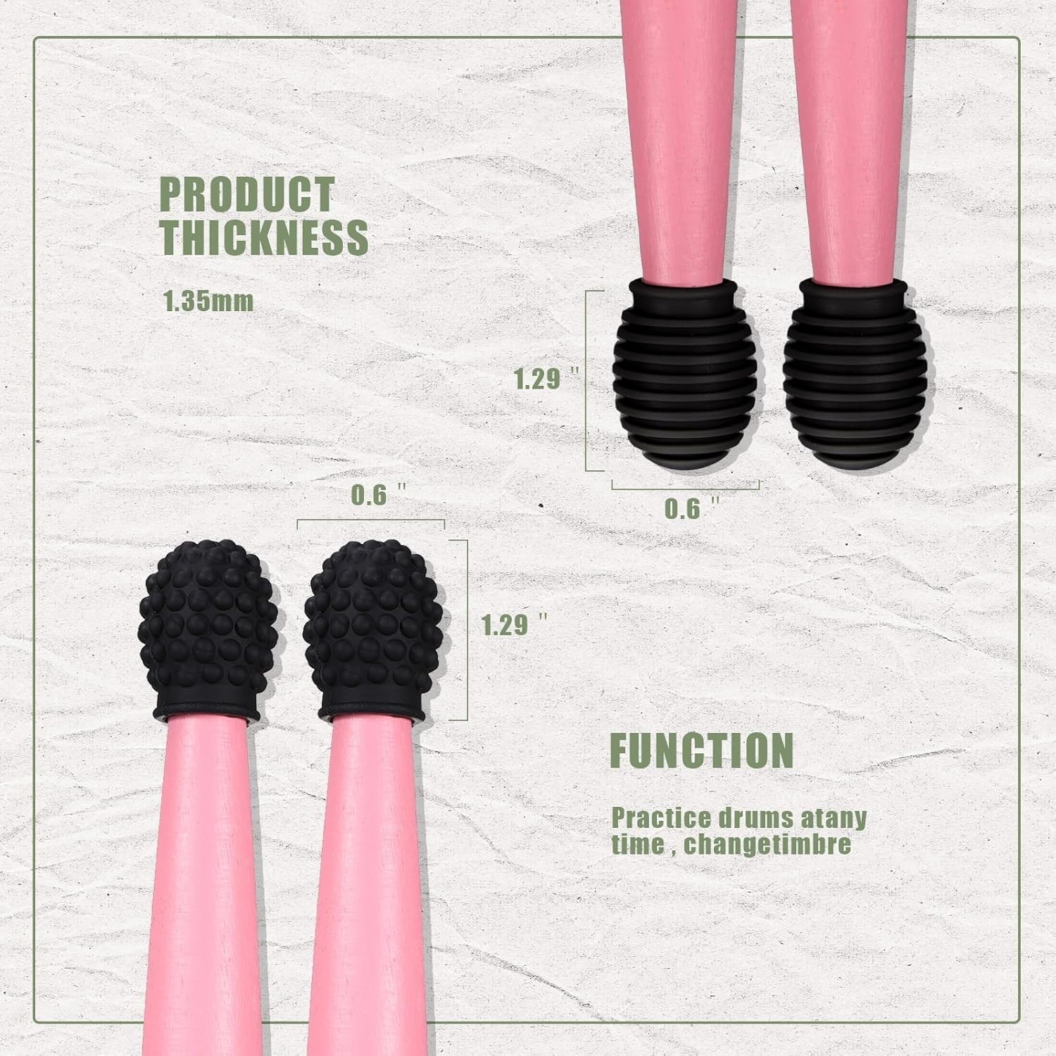 Durable Silicone Drumstick Silent Tips - Perfect for Discreet Practice Anywhere!