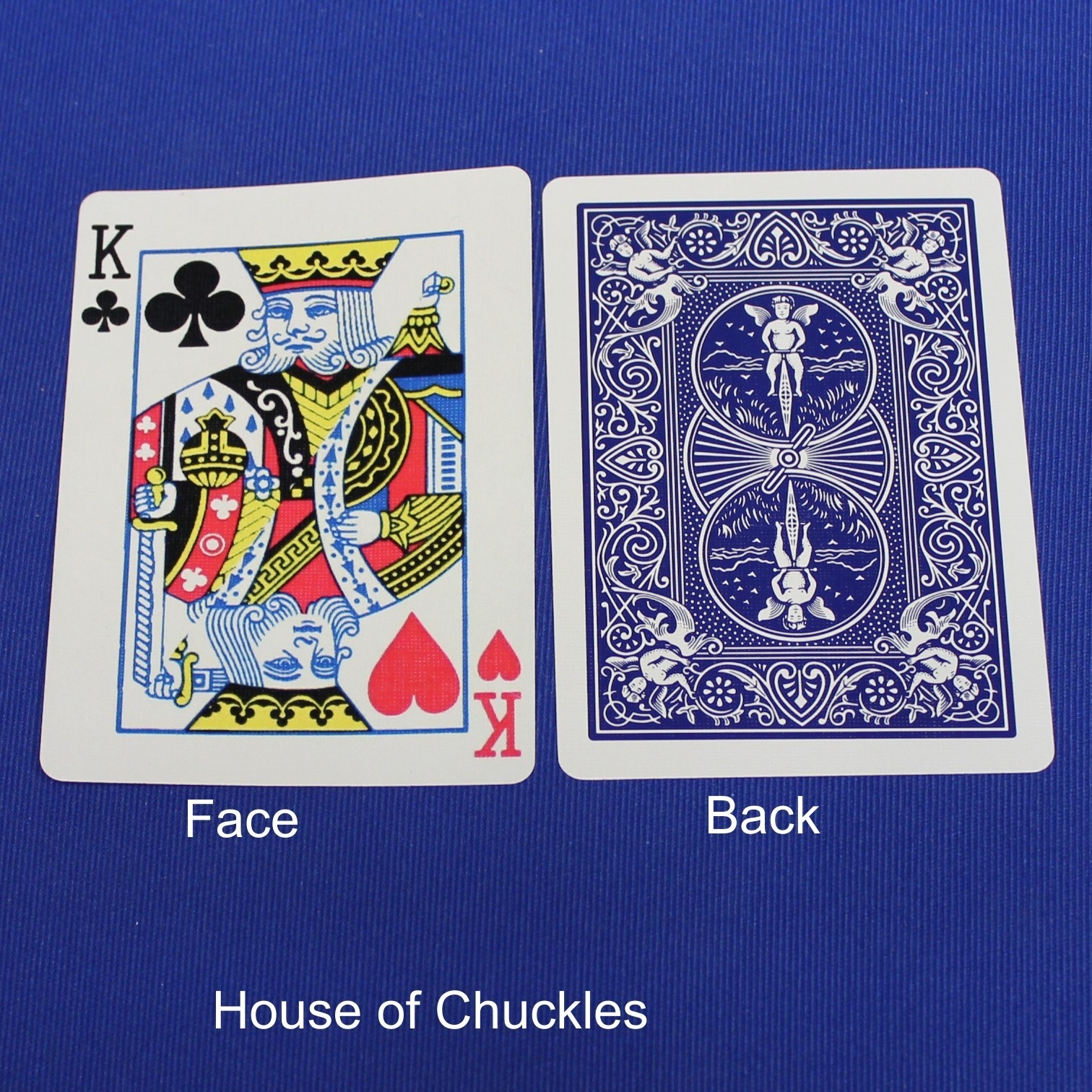 King of Clubs / King of Hearts, Half Diagonal, Bicycle Printed Gaff Card, Blue