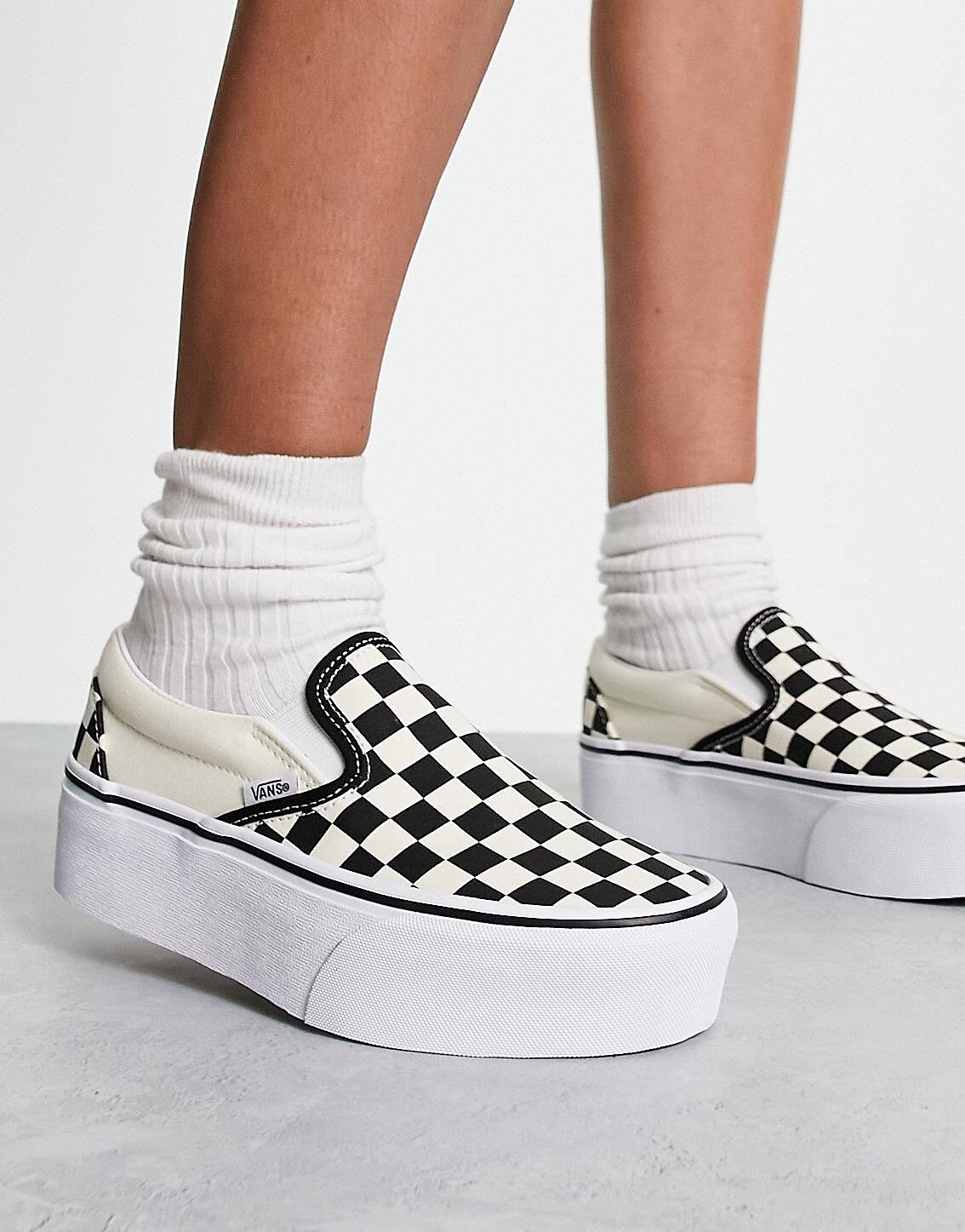 Vans Classic Slip on Stackform Women's SIZE 6-10 34mm platform checkerboard