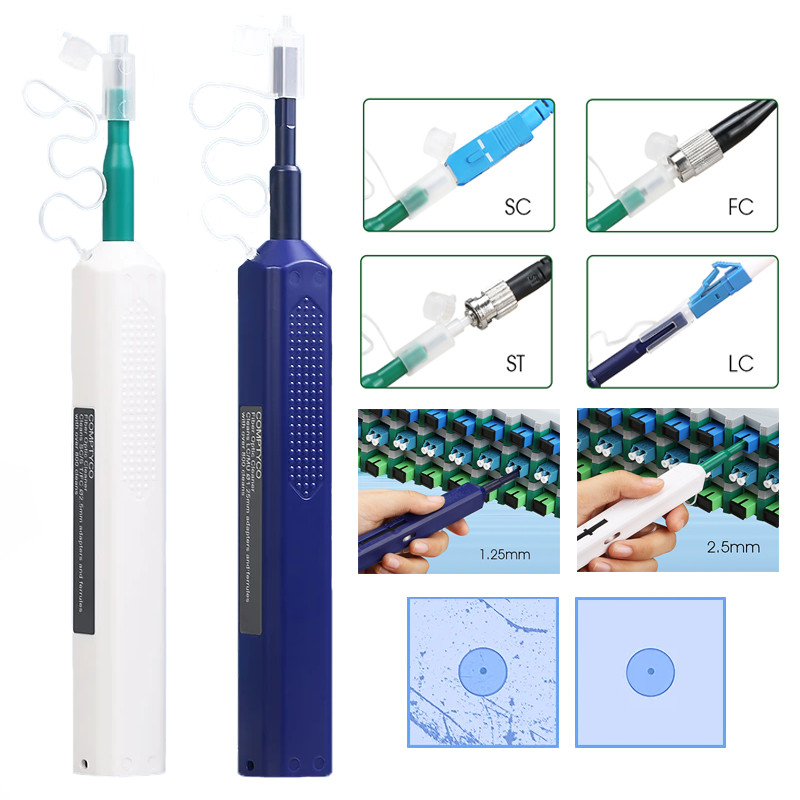 1.25mm(LC/MU) & 2.5mm(SC/FC/ST/E2000) 2-in-1 Optical Fiber Cleaning Pen Cleaner