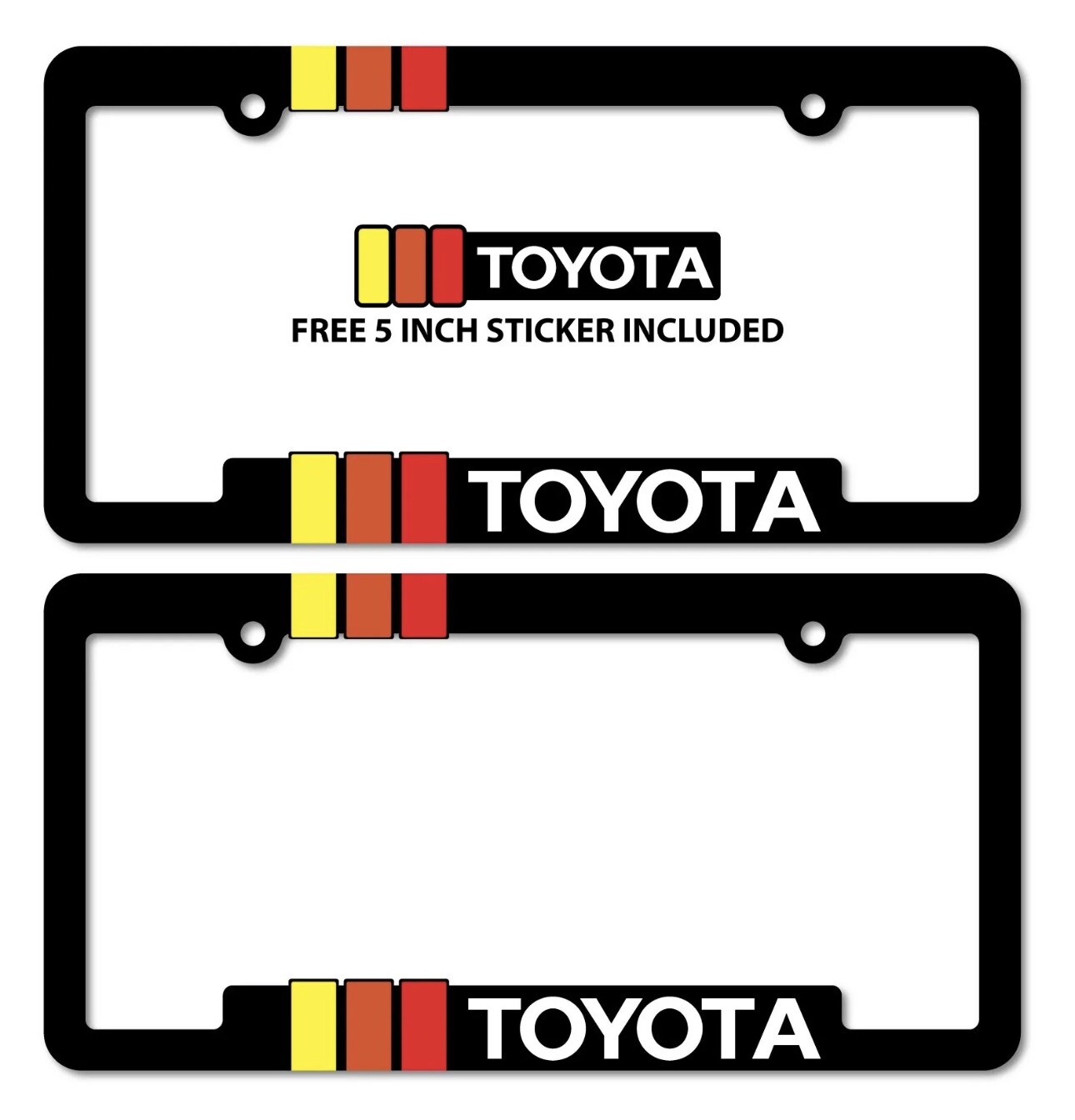 2 Toyota Heritage Striped License Plate Frame Fits Tacoma Tundra 4Runner FJ Crus