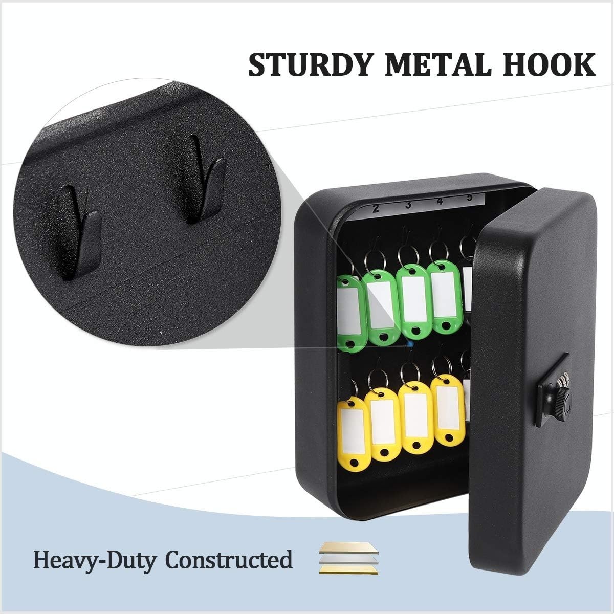 20 Key Storage Lock Box with Code Key Cabinet Organizer Wall Mount