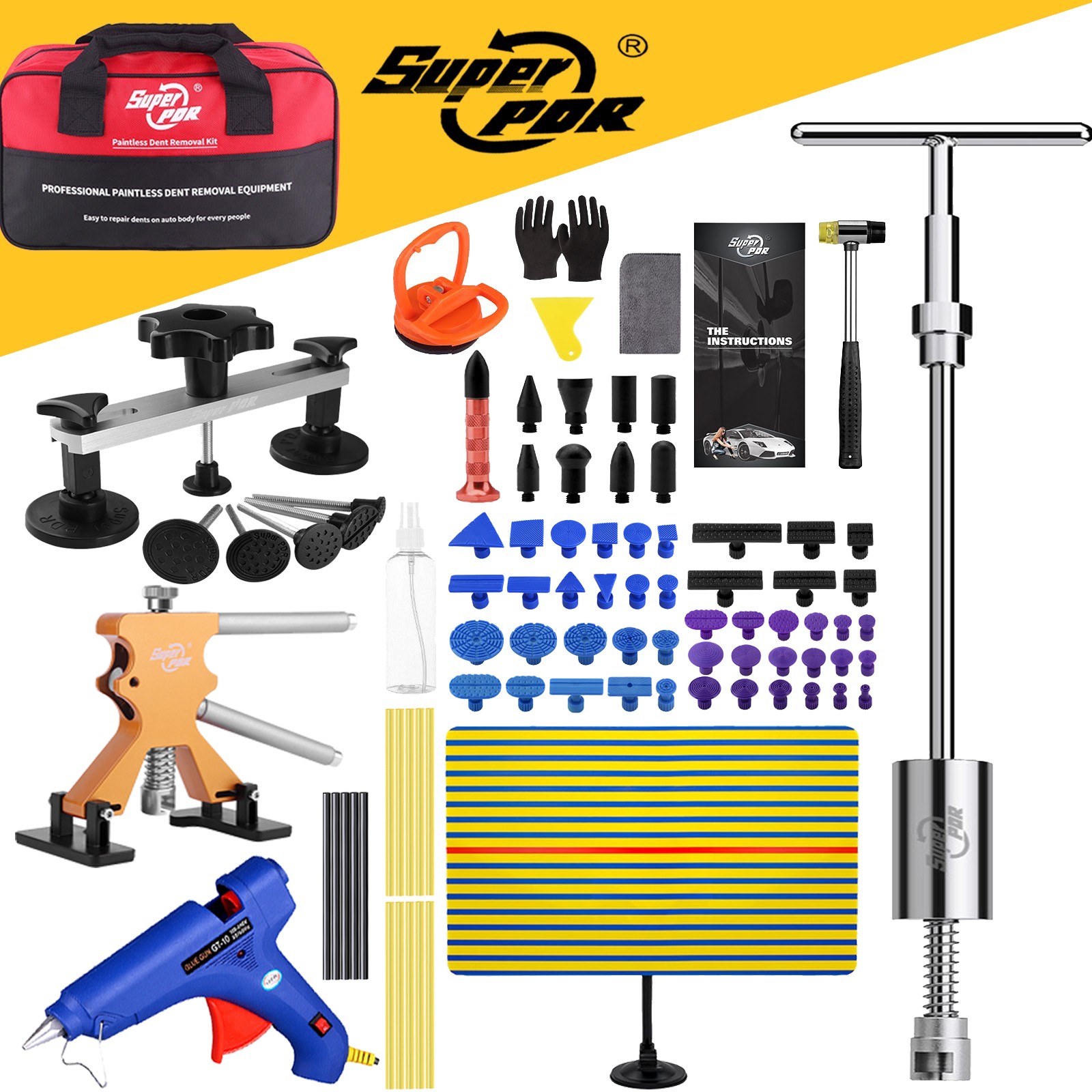 Car Paintless Dent Repair Puller Hammer Remover Kit Lifter Dint Hail Damage Tool