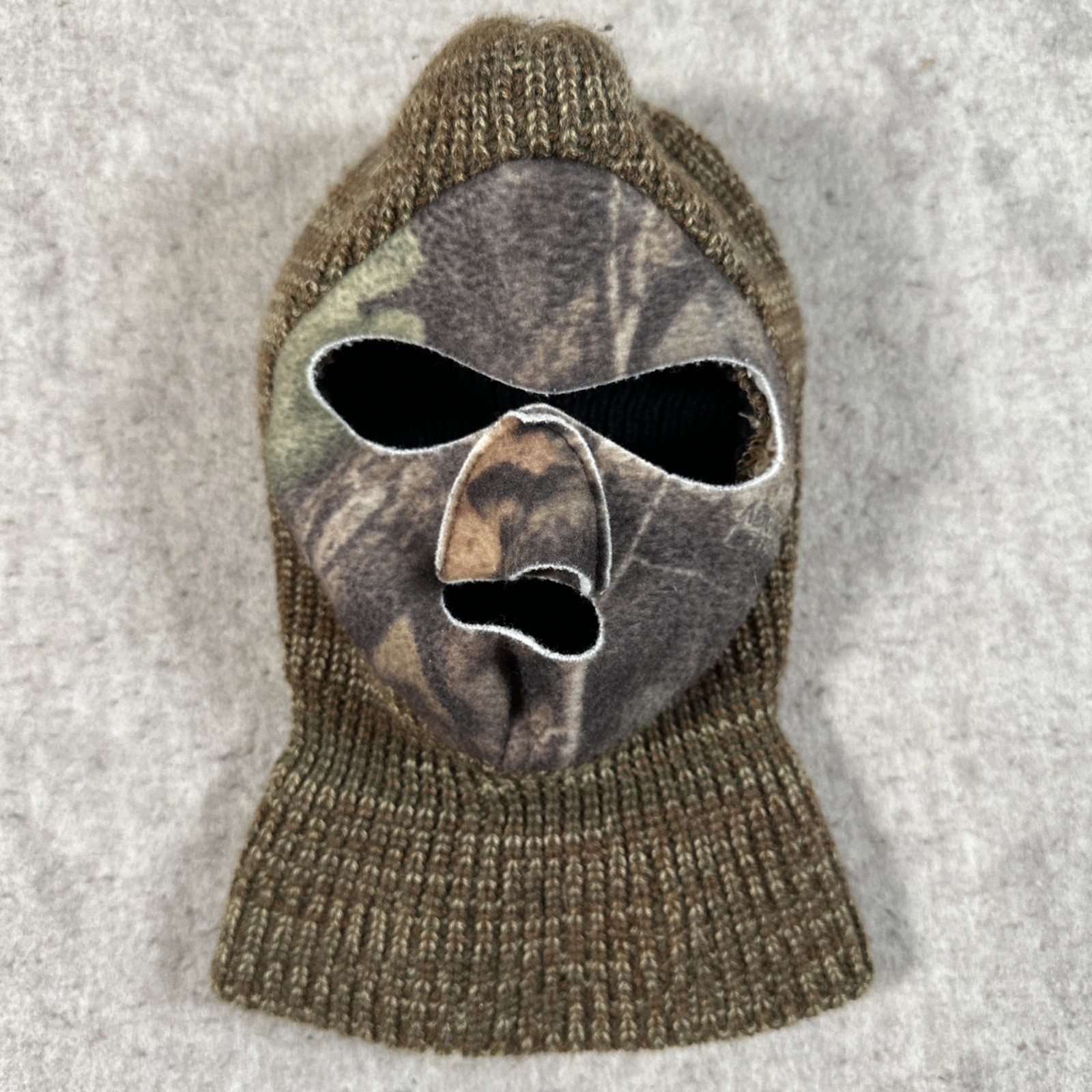 Vtg Camo Hunting Face Mask Balaclava Knit Child/Youth Hat Winter Beanie Cap USA