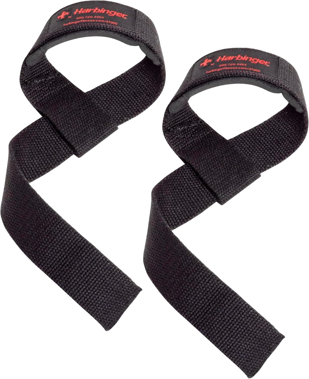 Harbinger Padded Cotton Lift Straps - Soft, Supportive Neotek Wrist Pads - 21.5"