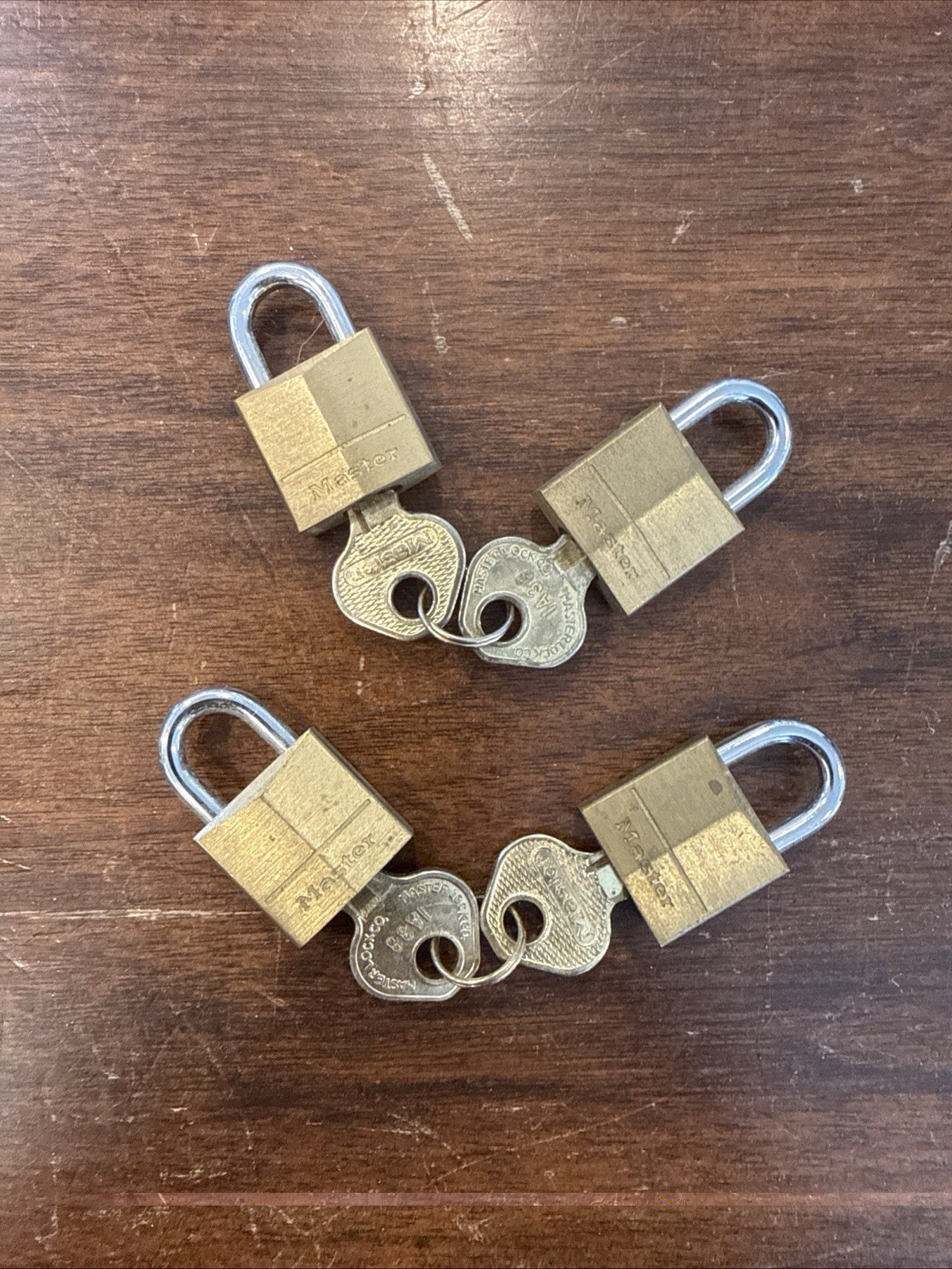 Lot Of 4 Vintage Miniature Master Locks Padlock with Matching Keys