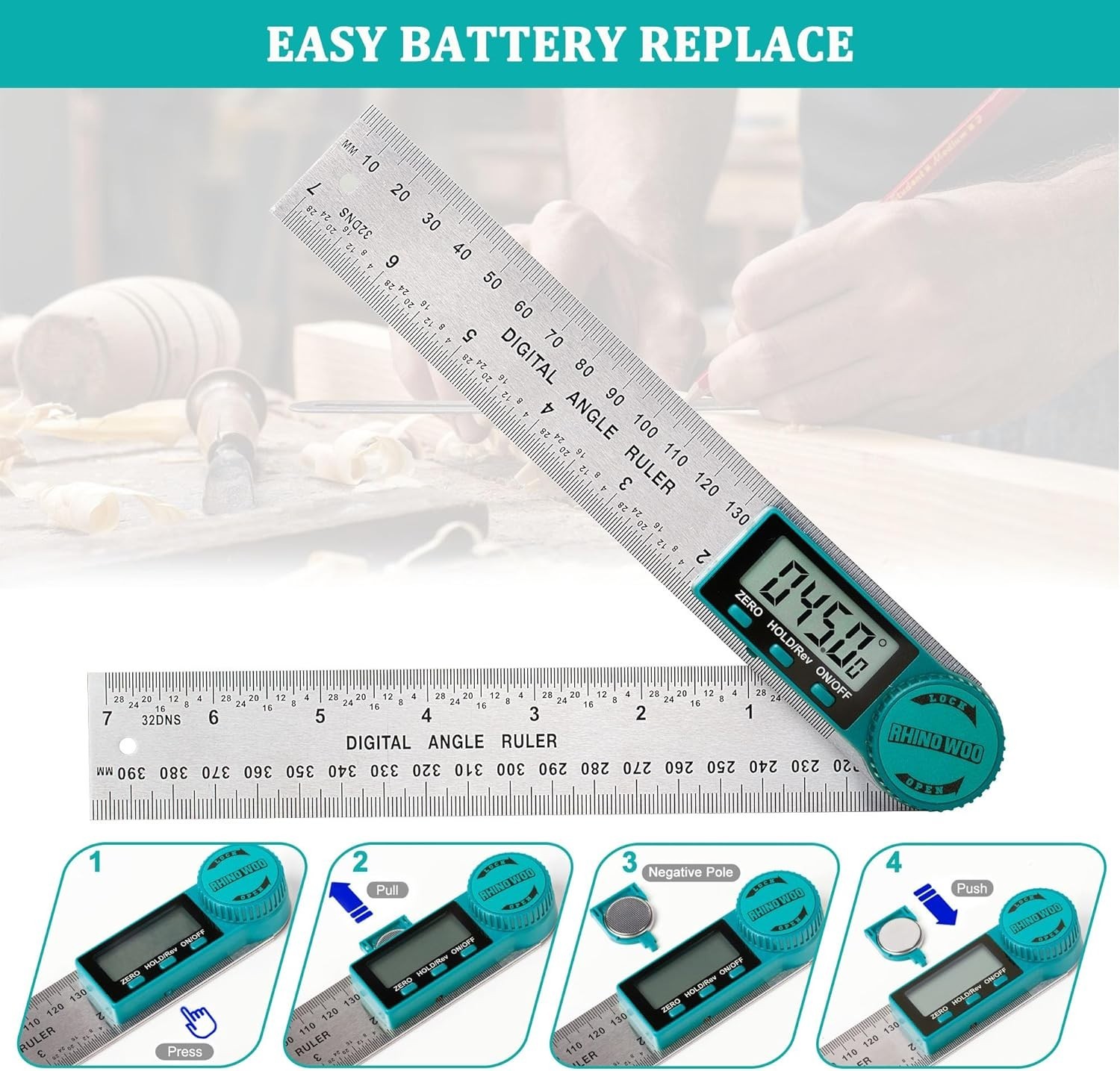 Precision Digital Angle Finder Protractor - 7inch Stainless Steel Tool Included