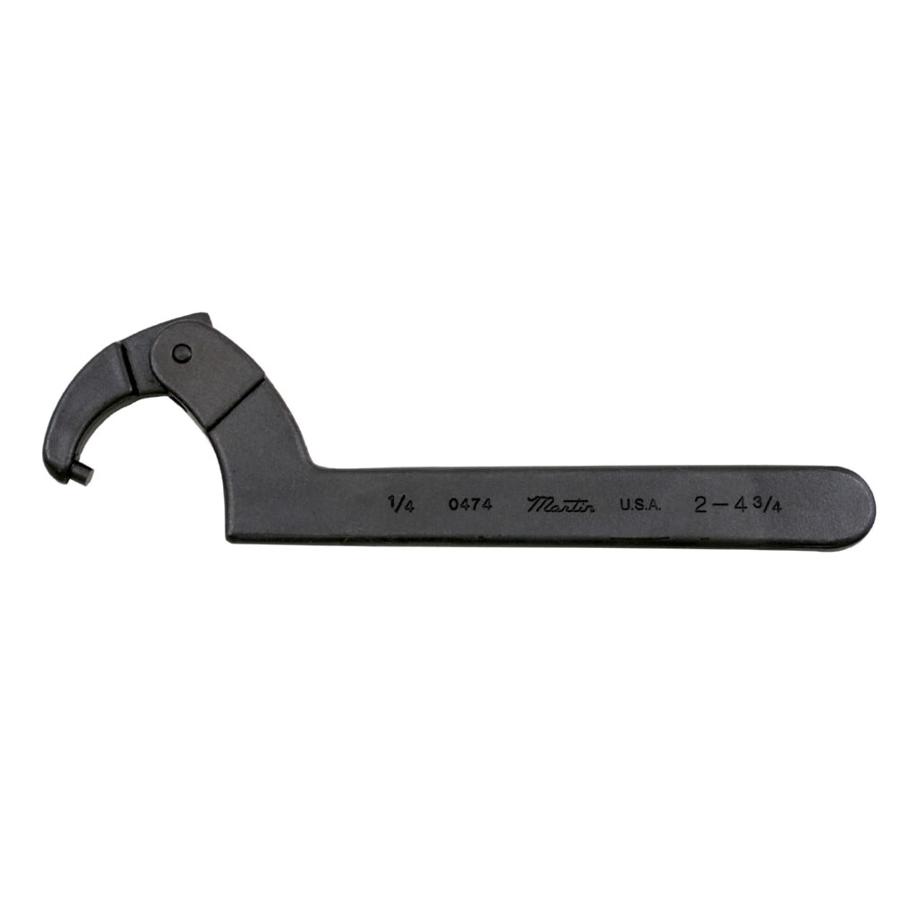 Martin Tool 474 2–4-3/4 Inch Industrial Black Adjustable Hook Spanner