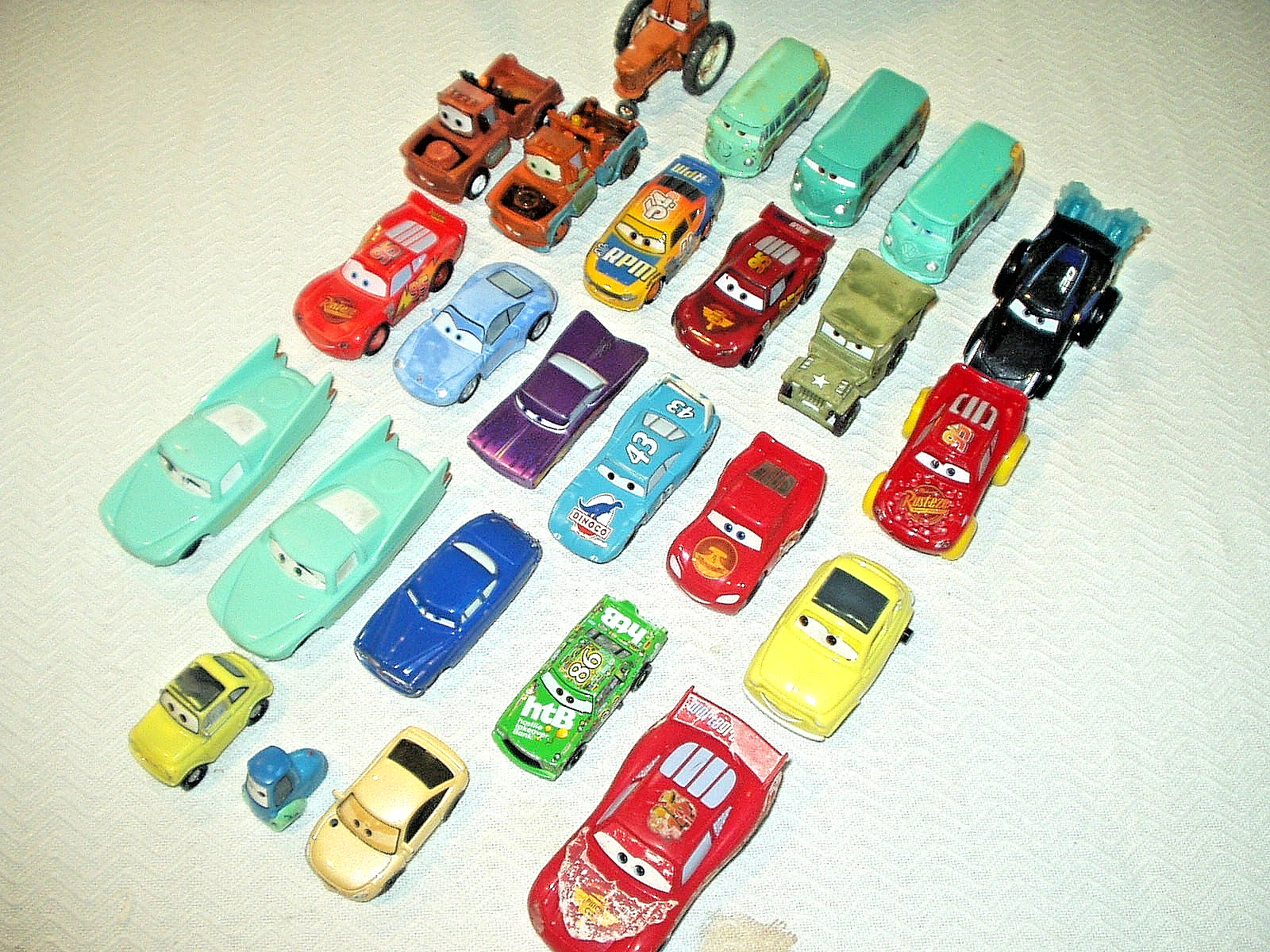 Lot of 25 Disney Pixar Mattel McD Die Cast Toy Cars, VW, Nascar, Jeep, Tractor