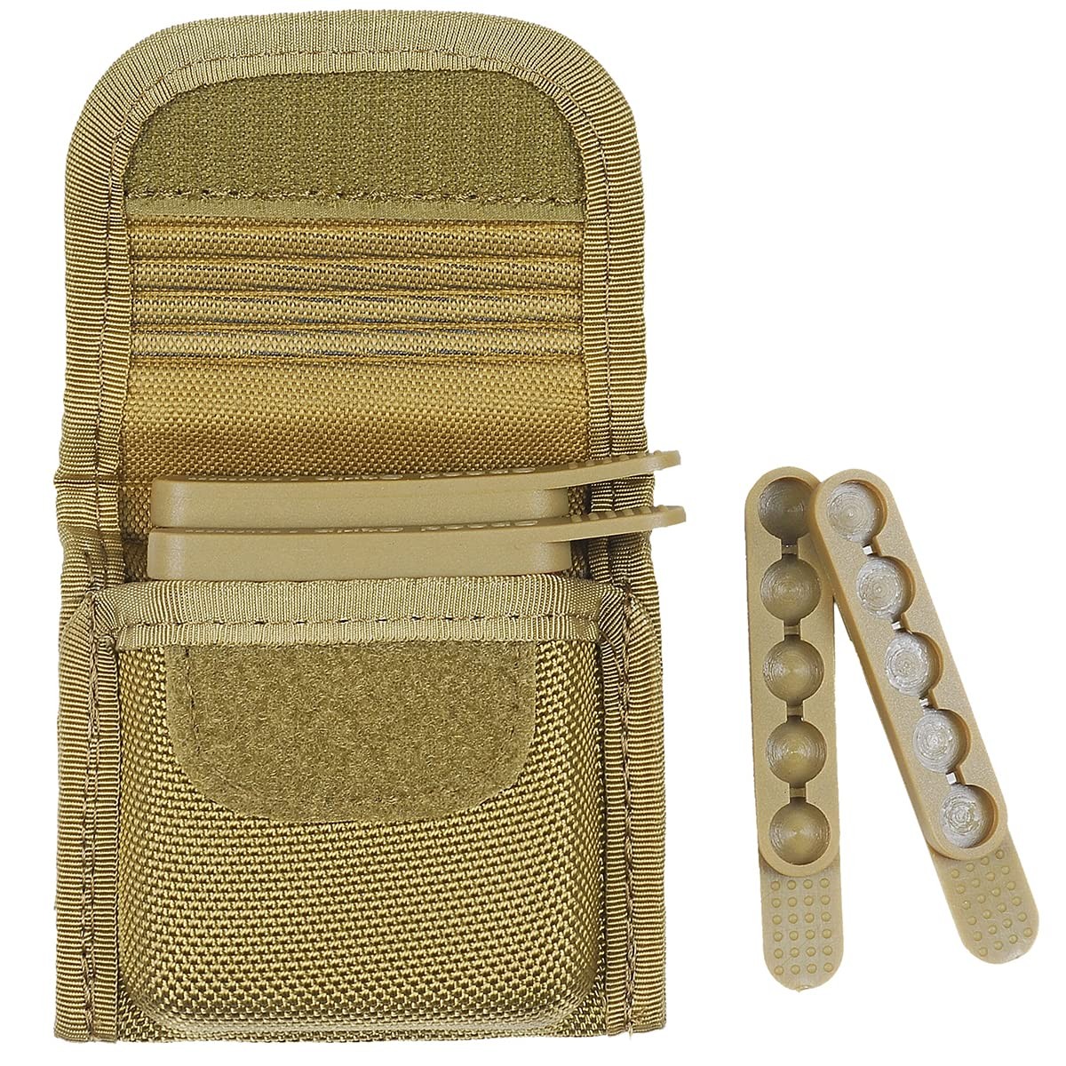 SdTacDuGe Molded Speed Strips Pouch with Pack of 4 5Cal38-357, Khaki Nylon
