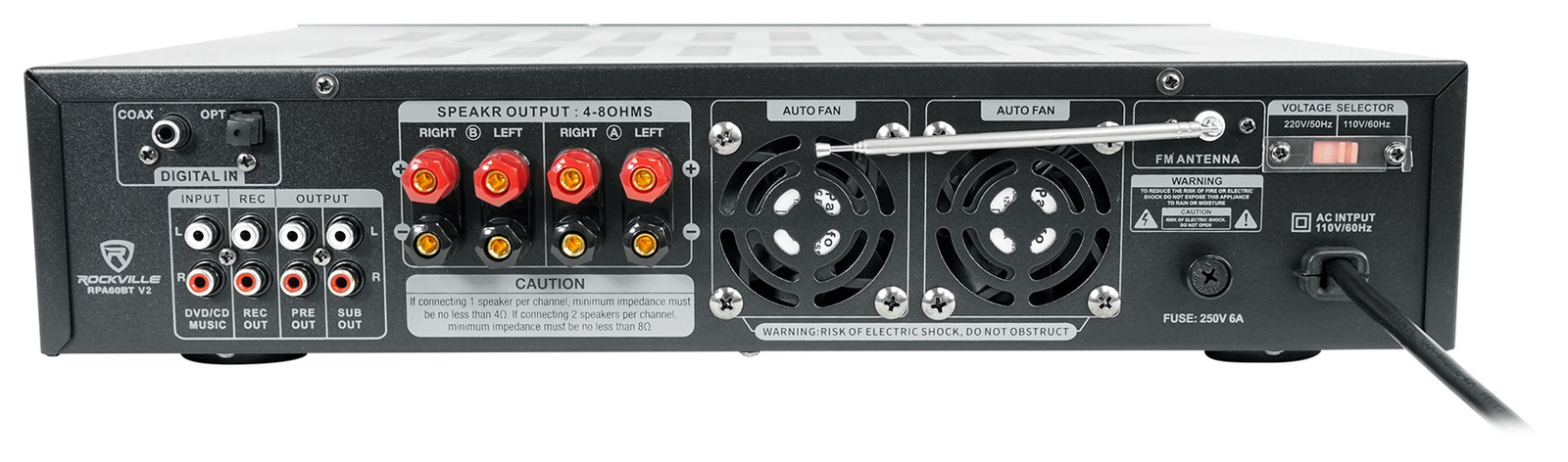 Home Theater Bluetooth Receiver+Equalizer EQ+(4) 6.5" Black Ceiling Speakers