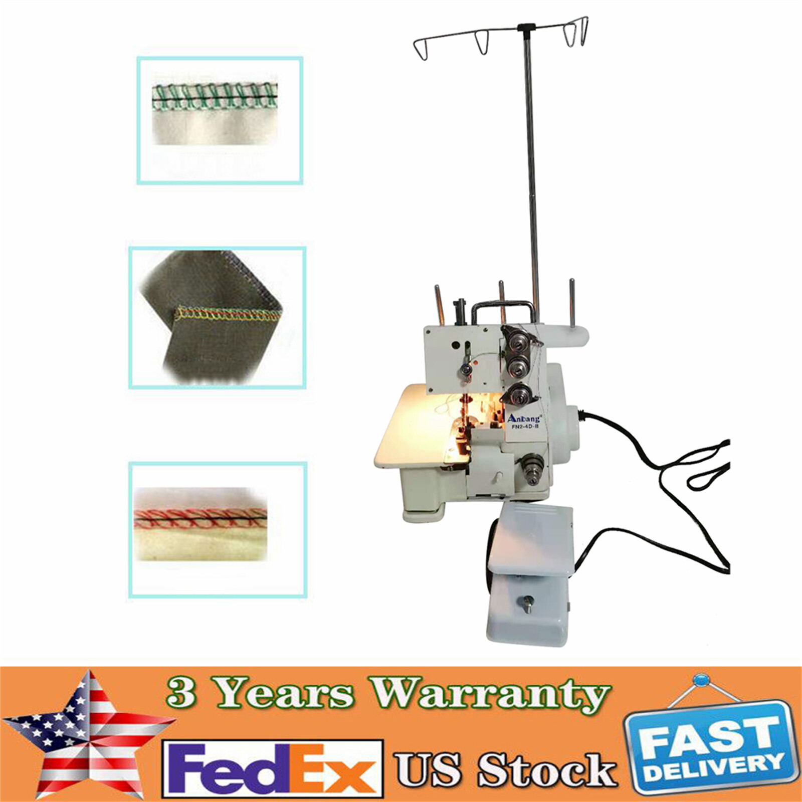 Professional 4 Thread Serger Overlock Sewing Machine 4-Line w/ Foot Controller