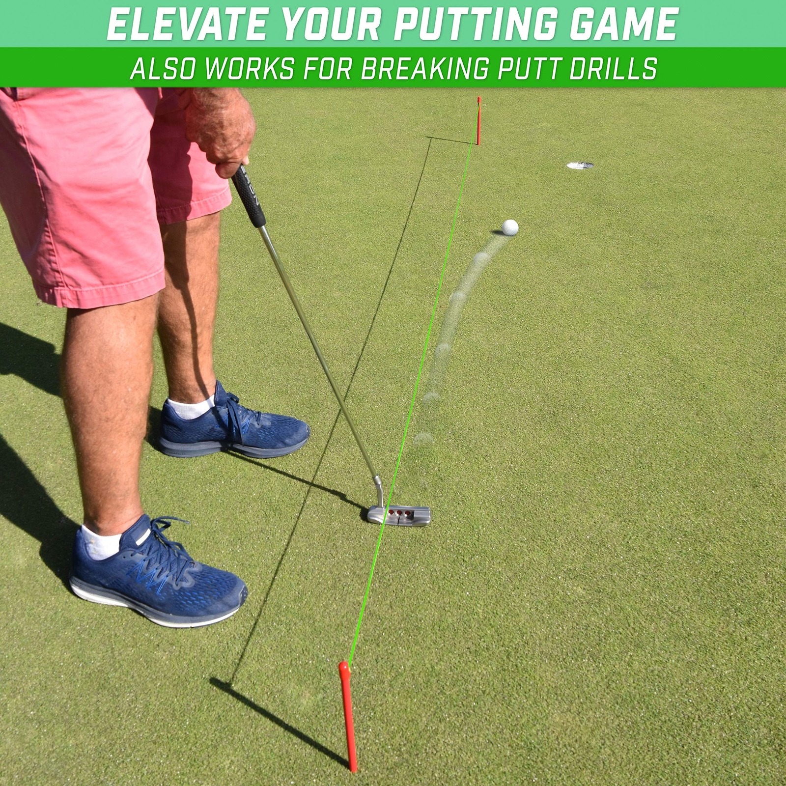 GoSports Down The Line 10 ft Putting String Guide - Golf Alignment Training A...