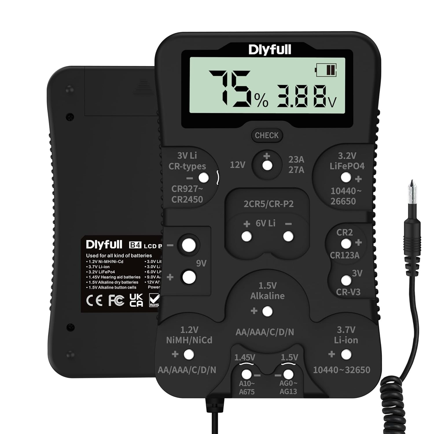 Battery Tester, LCD Display Universal Battery Checker for Ni-MH, Ni-CD, Li
