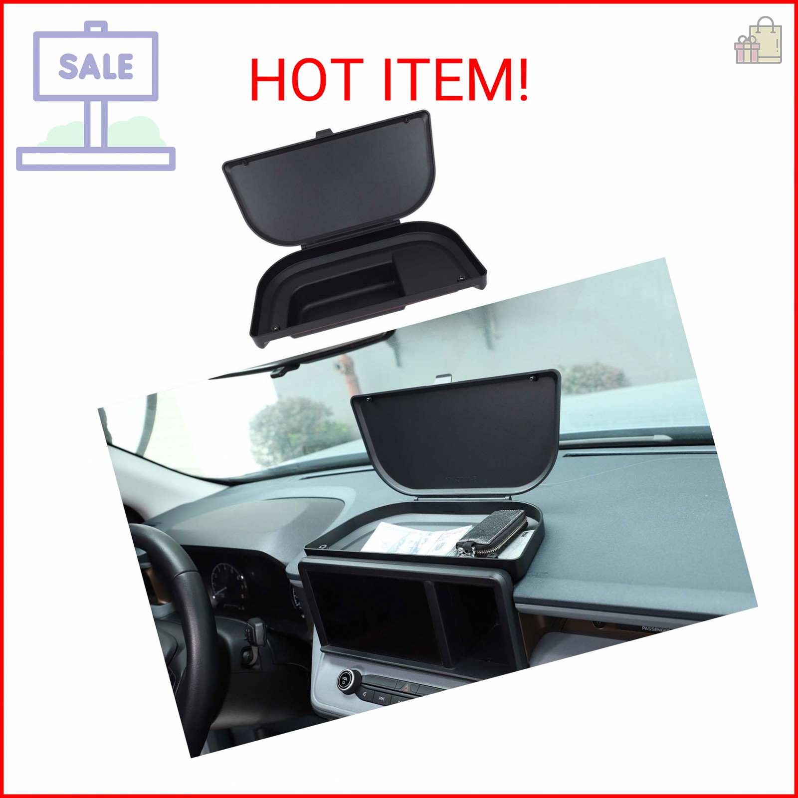 TOYCIDFG Dashboard Storage Organizer Tray with Lid for Ford Maverick 2022-2024,