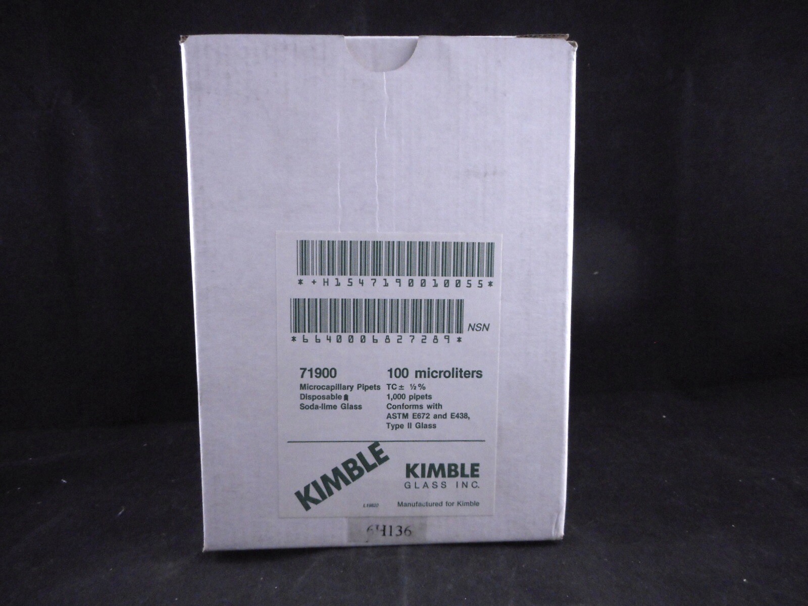 KIMAX Glass 100μL Disposable Micro Capillary Pipet 5” Length Blue 71900 1000/CS