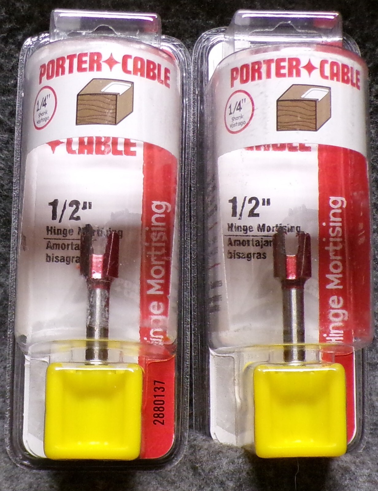 Lot of 2 Porter Cable 1/2" Hinge Mortising 1/4" Shank 2880137..............5H-D