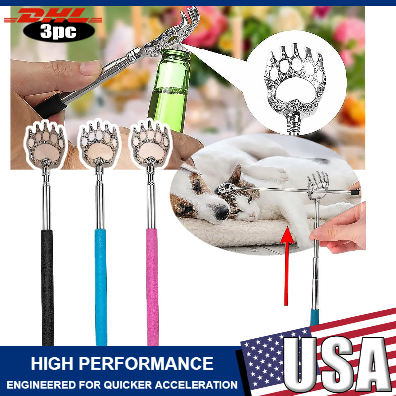 New 3 Pack Metal Back Scratcher Back Extendable Massager Bear Claw Telescopic