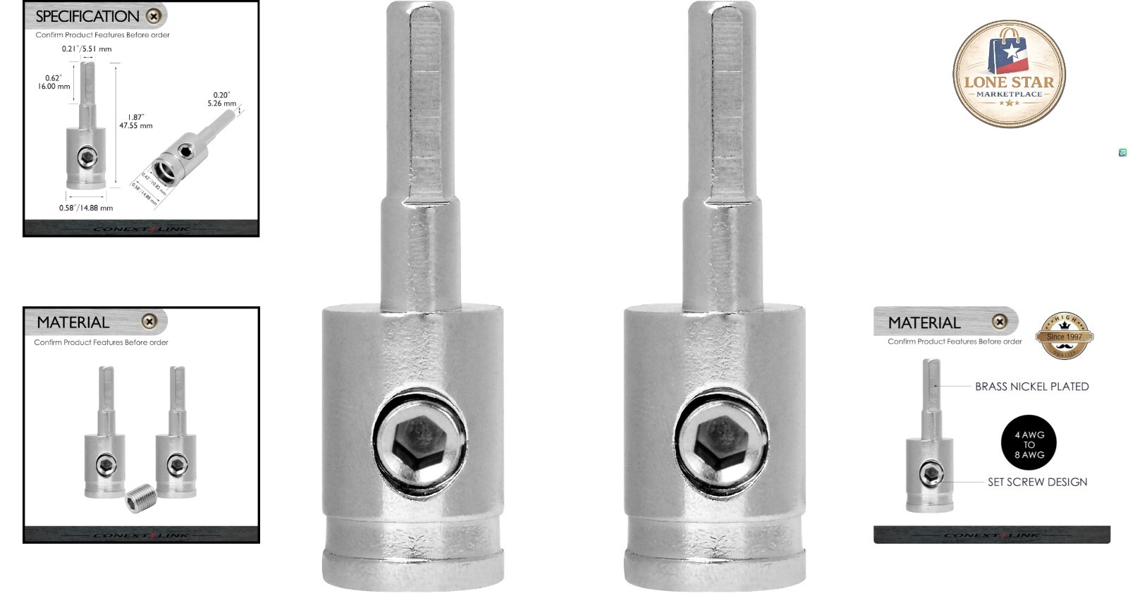Quality Alloy Brass Wire Reducer 2-Pack - Non-Insulated Connection Solution