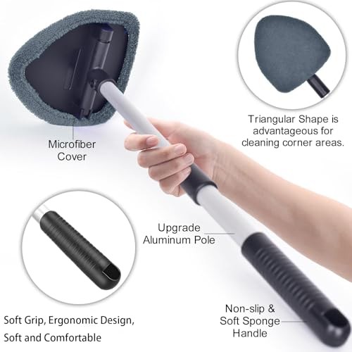 Windshield Cleaning Tool, Car Window Cleaner Windshield Cleaner with 4 Gray