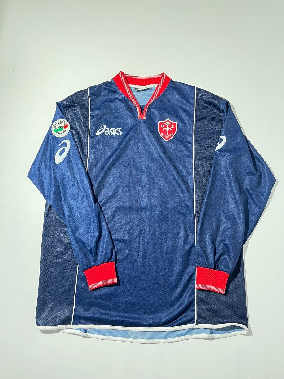 camiseta fútbol TRIESTINA (italia) manga larga matchworn ASICS 2002 #27 GUBELLIN