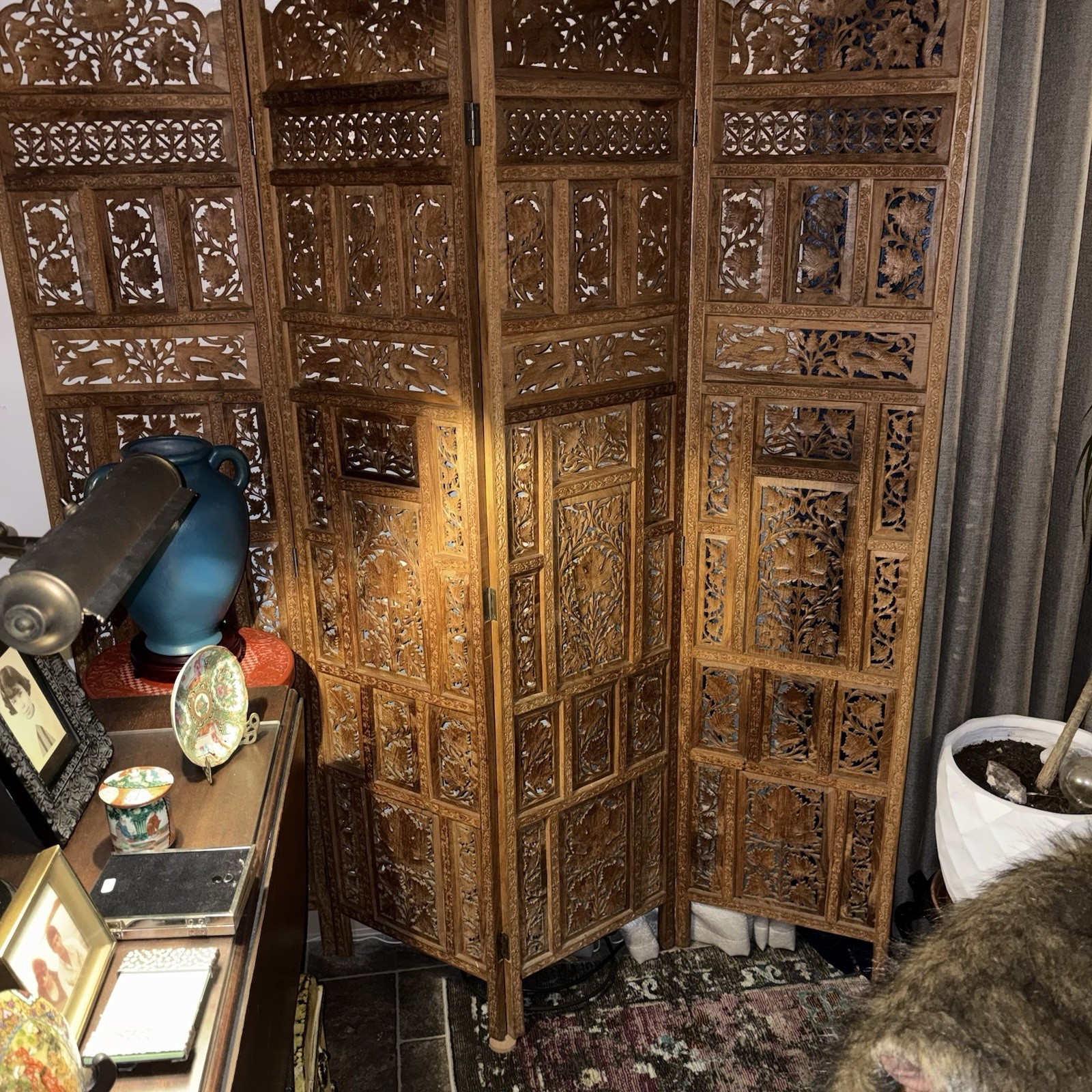 Hand carved from India 4 panel room divider