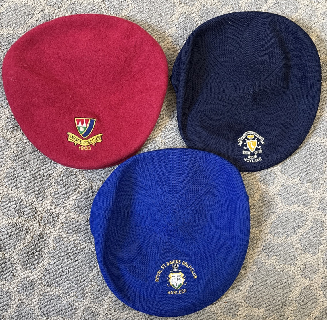 Vtg Golf Club Newsboy Hats Lot -Deeside,Royal Liverpool, Royal St. David’s