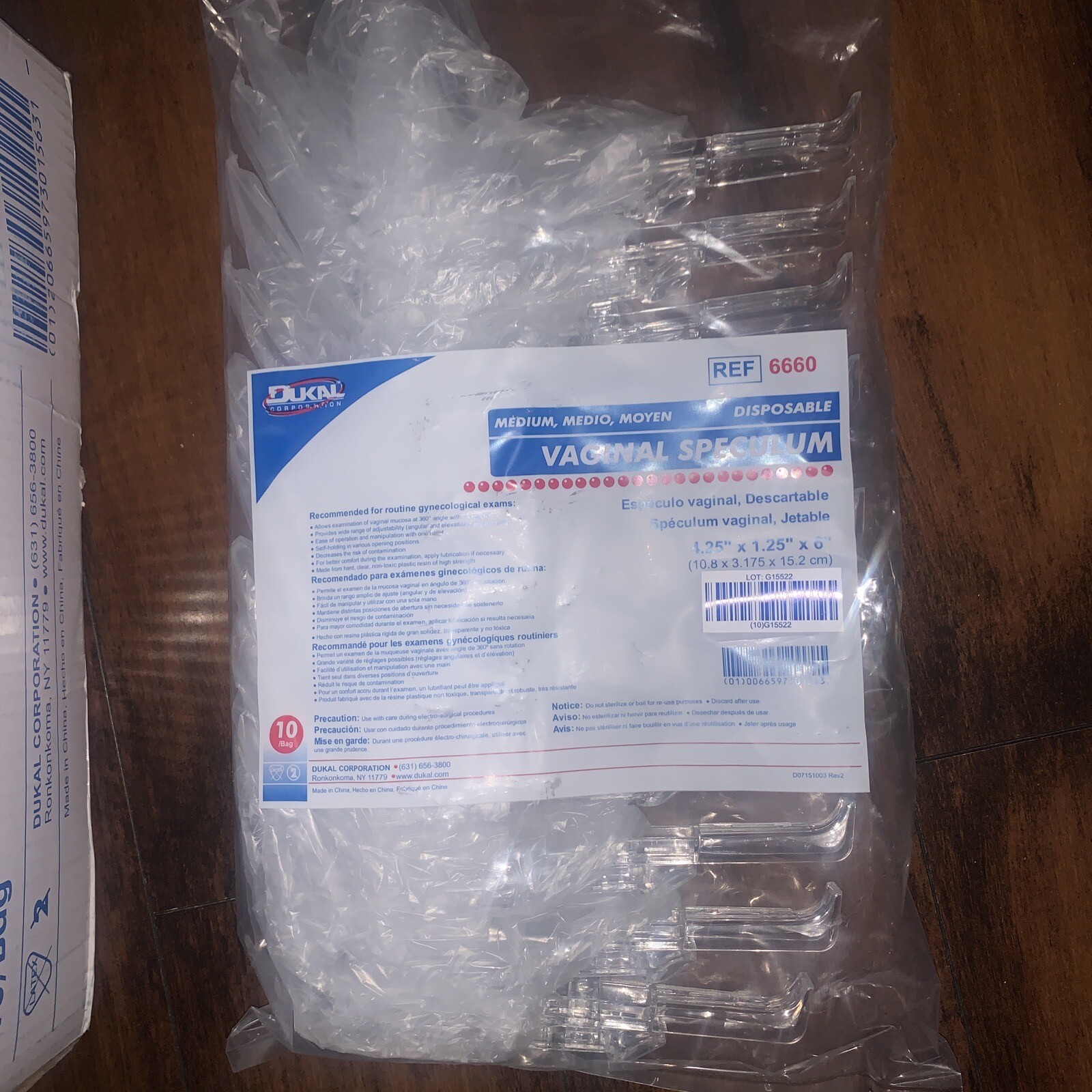 Disposable Vaginal Speculum Size Medium Latex Free Pack of 10 DUKAL 6660