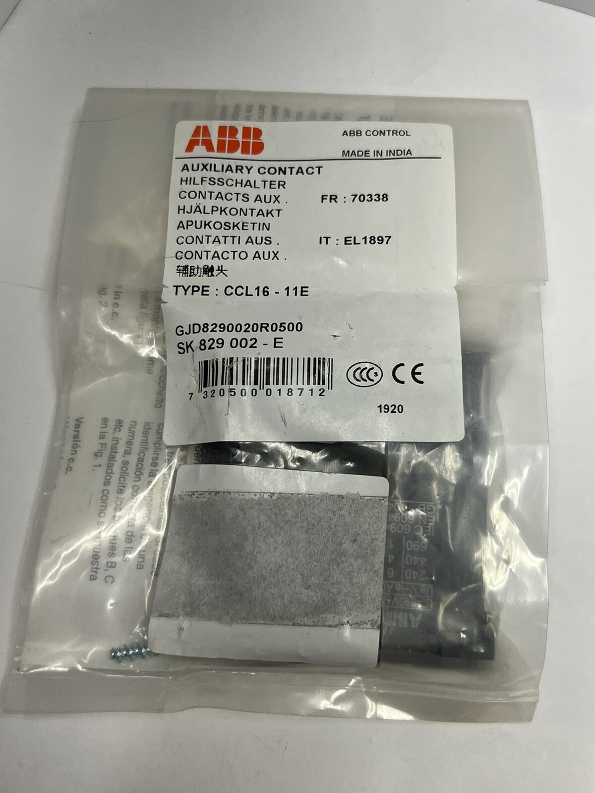 NEW CCL16-11E, ABB, Auxiliary Contact