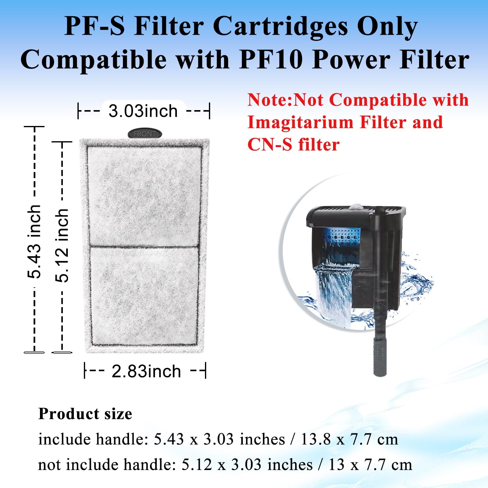 9 Pack PF-S Filter Cartridges Compatible with Top Fin PF10 Power Filter, Fish...