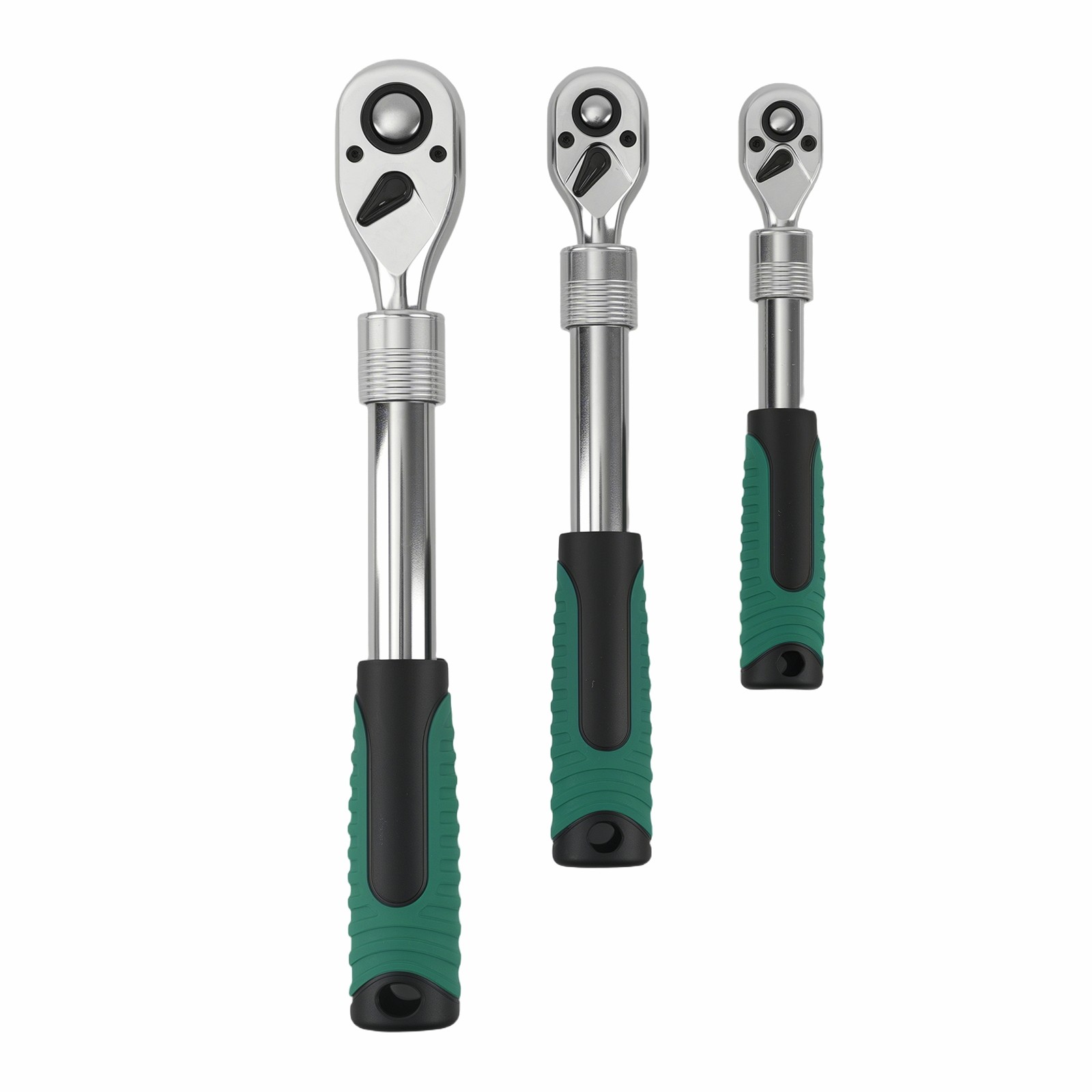 Extendable Ratchet Socket Wrench Set 1/4" 3/8" 1/2" Drive 72-Tooth Quick-release