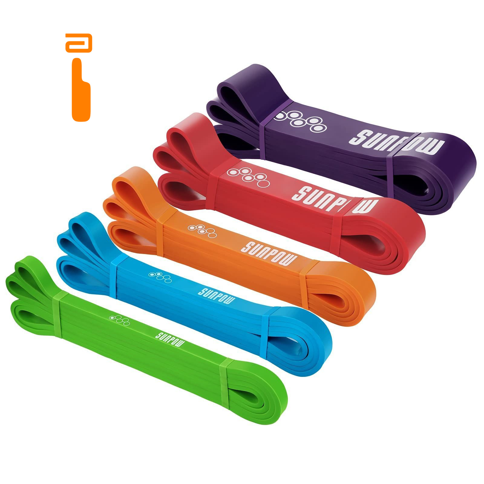 SUNPOW Pull Up Assistance Bands - Set of 5 Resistance Multicolor（5-145lbs）