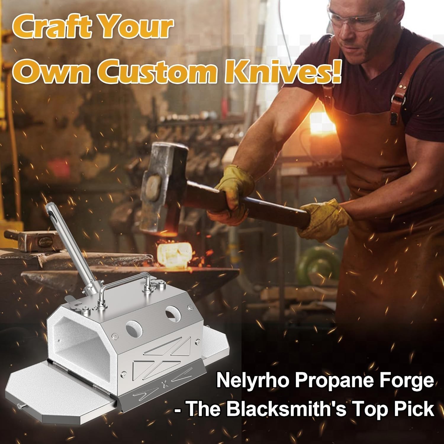 Lightweight Mini Propane Forge with Insulated 2600℉ Capability for Blacksmiths