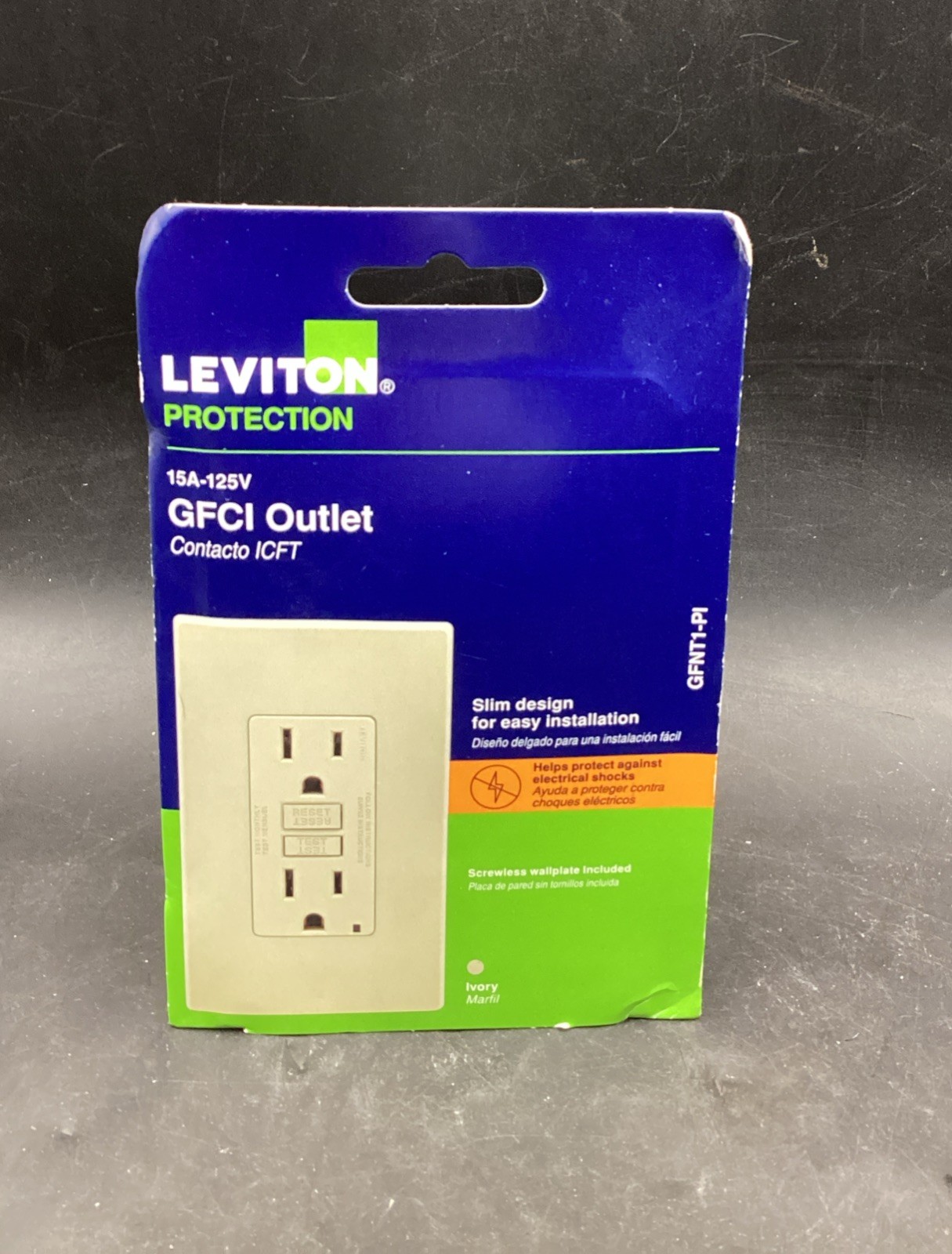 New Leviton GFNT1-PI GFCI Outlet Ivory 15A 125V Contact 2 Plug Wall Mounted