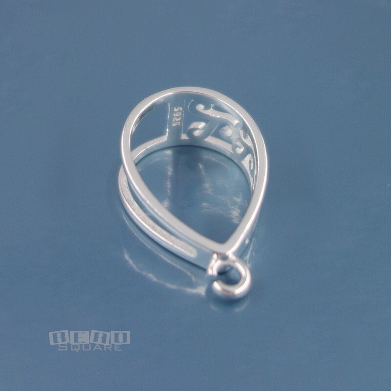 XXL Sterling Silver Scroll Pendant Bail Connector w/Open Loop 28mm #33422