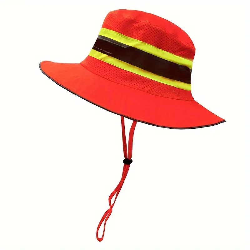 Hi Vis Reflective Work Safety Neck Flap Boonie Hat Bucket Cap