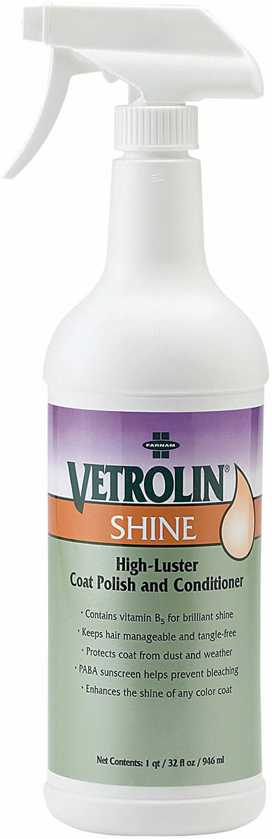 Vetrolin Shine Horse Equine Long Lasting Healthy Sheen Coat Manes Tails 32 oz
