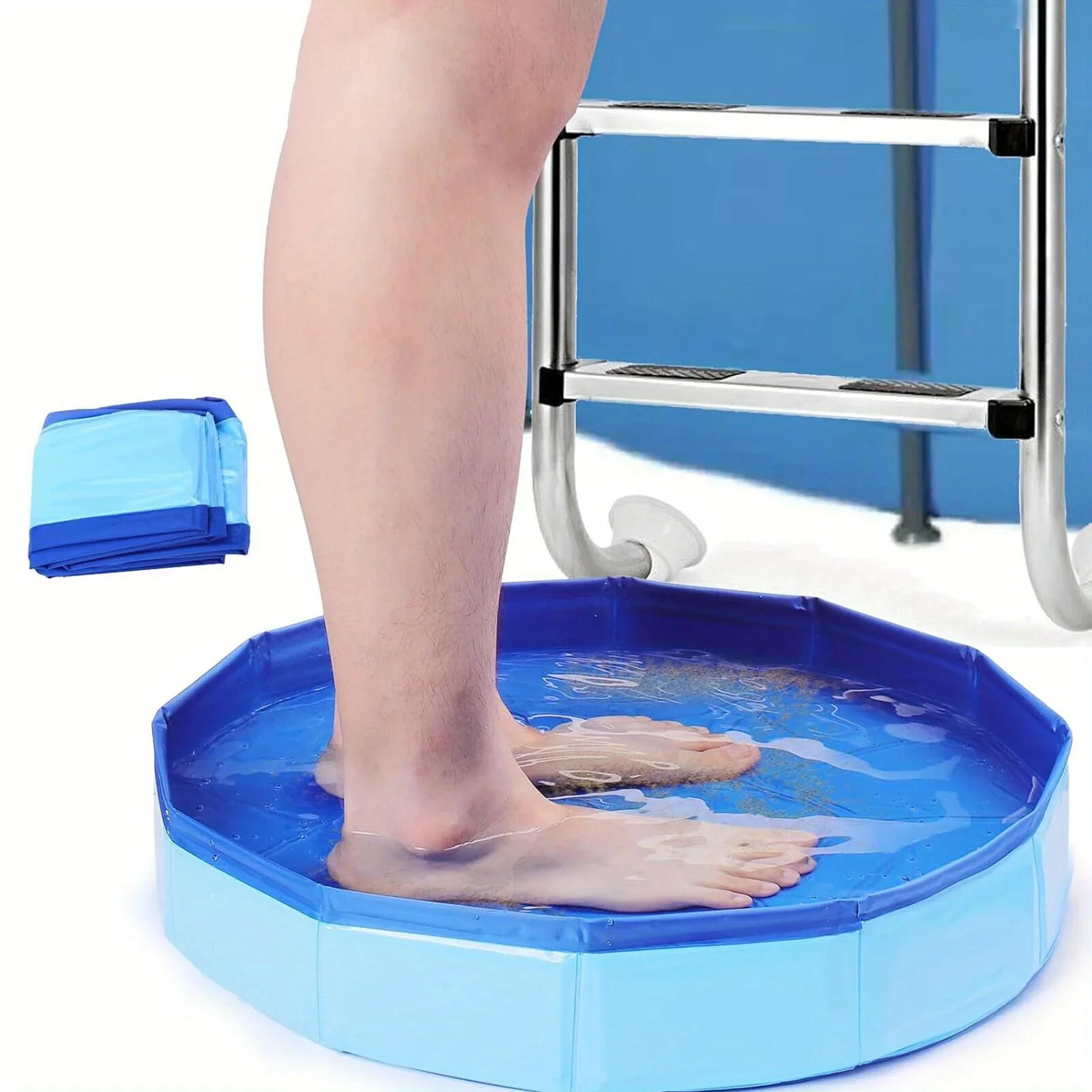 1Pc Portable Folding Foot Bath Bucket, Suitable for Swimming Pool Entrance