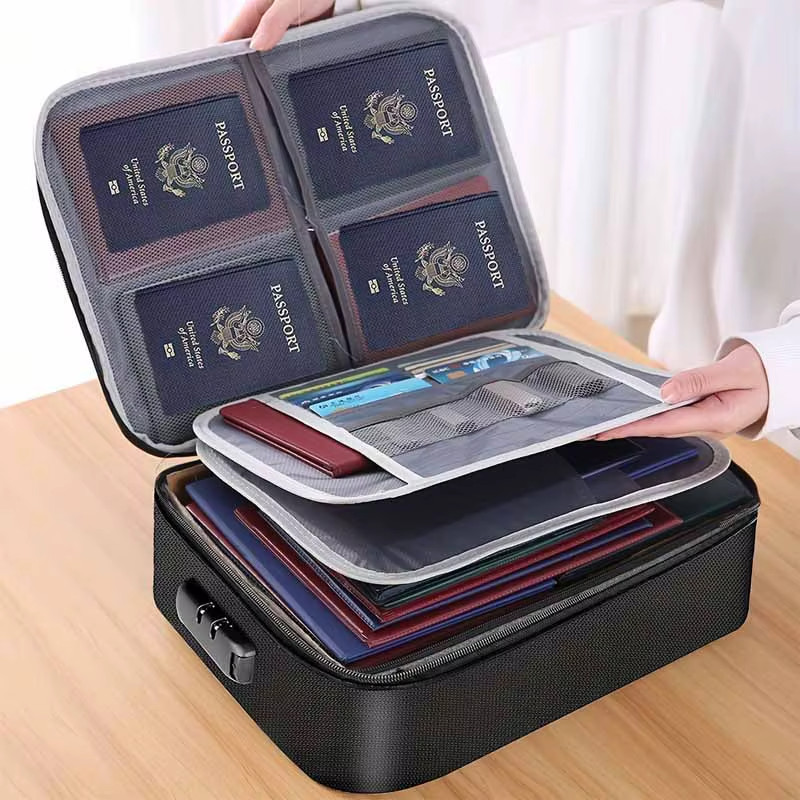 3-Layer Fireproof Document Box with Lock File Storage Box Waterproof Safe Bag US