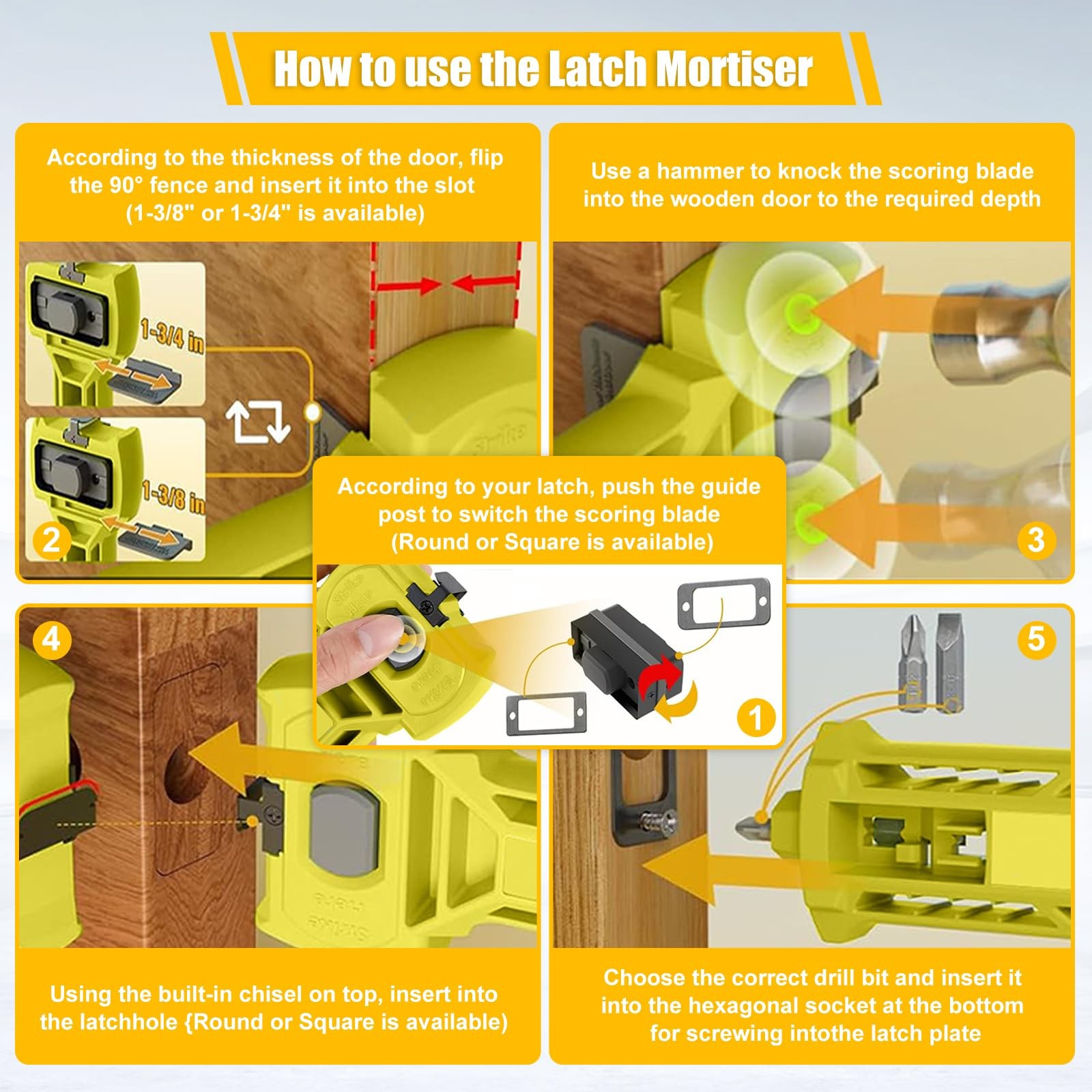 Door Hinge And Latch Installation Kit Mortiser Template Lock Tools Adjustable